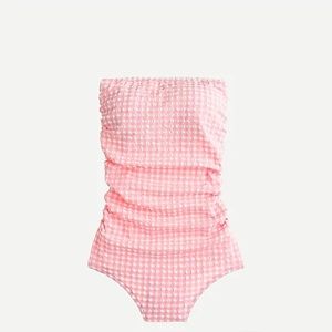 Pink Gingham Ruched J Crew one piece swimsuit
